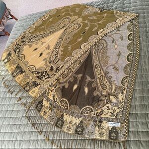 Pashmina Paisley Shawl in Gold and Green Tones